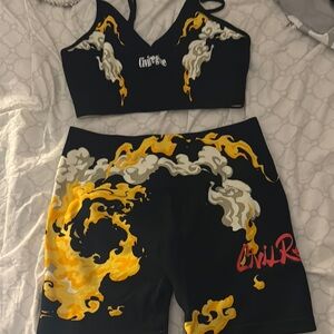 Civil Regime Women's Athletic Shorts - Black and Yellow